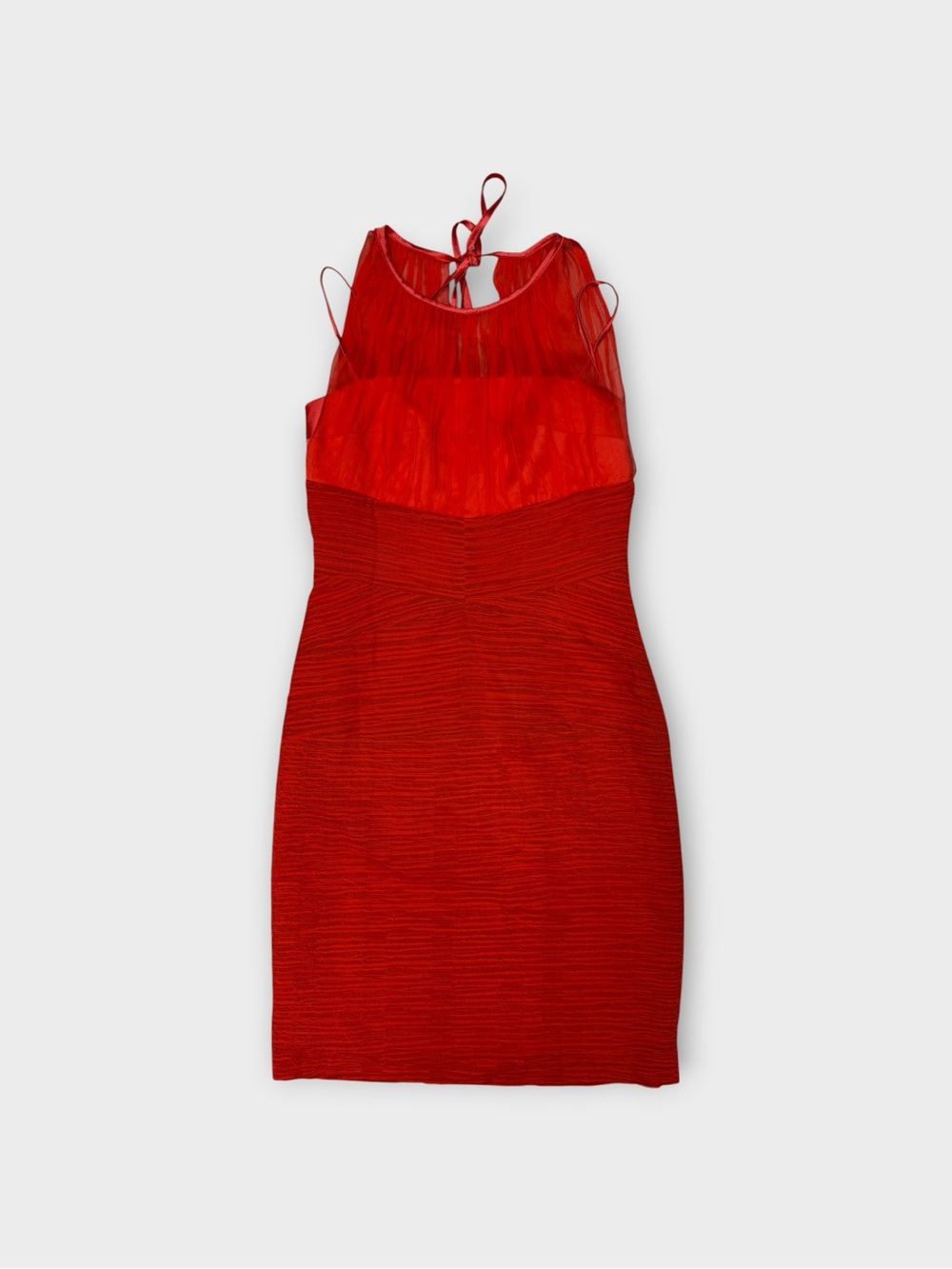 NWT D. Exterior Red Silk Chiffon Bandage Mini Dress